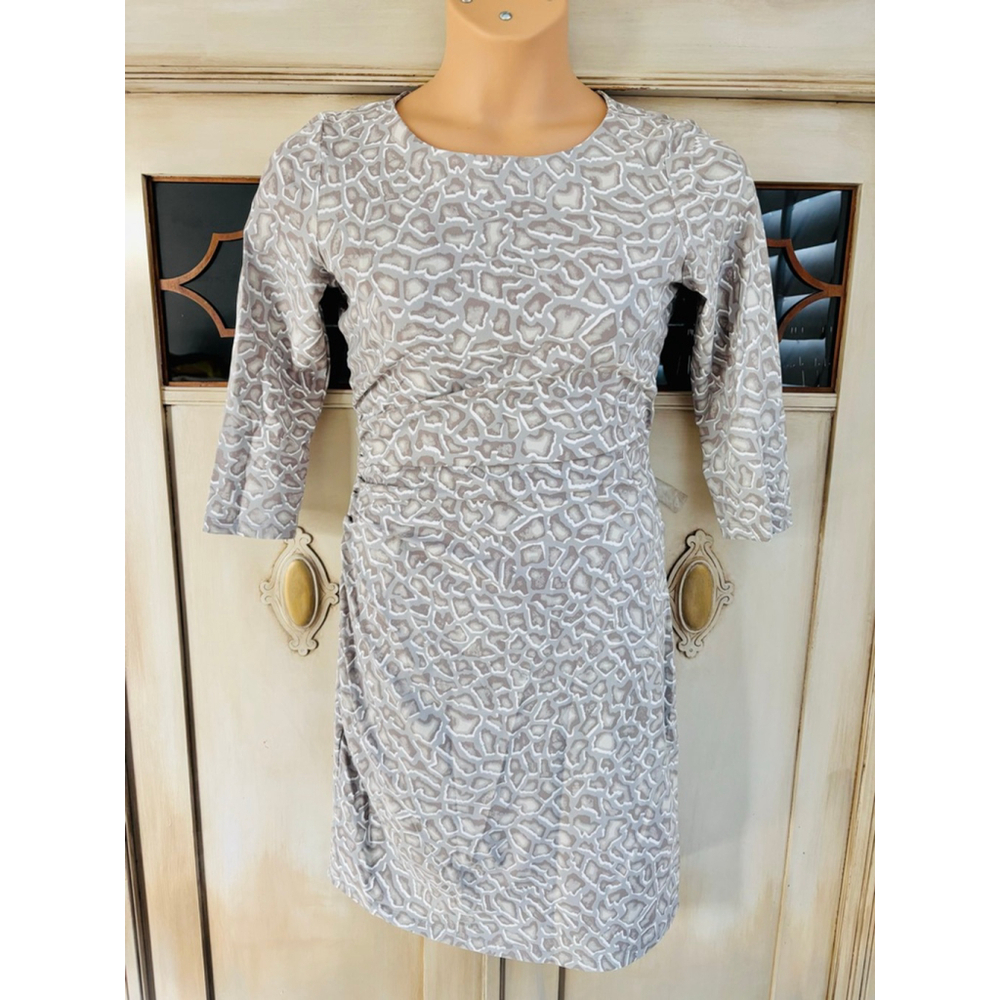 EUC J. McLaughlin Gray Pangea Geometric Print Sage Catalina Cloth Dress Size Sm